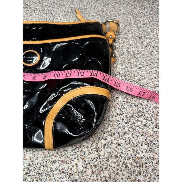 Coach Black Patent Leather Shoulder Bag with Wristlet Women's Casual​ - Picture 11 of 12